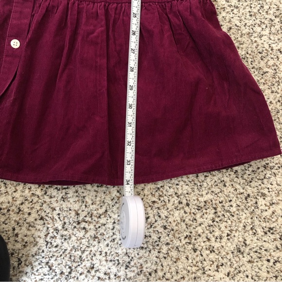 ♥️J.Crew Factory Corduroy Collared Mini Shirtdress - 00 - Deep Raspberry - Picture 13 of 14